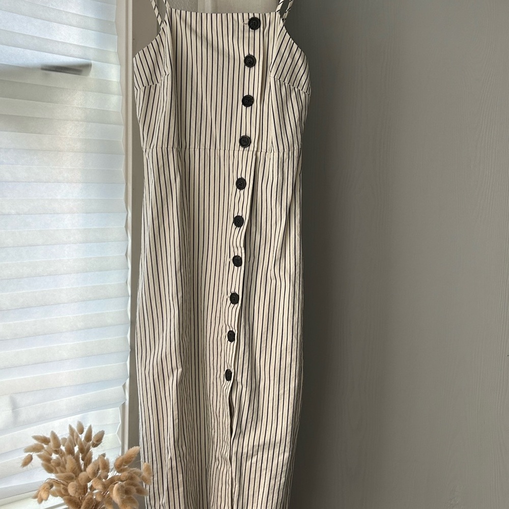 100% Cotton Who What Wear Blue and White Striped Dress
